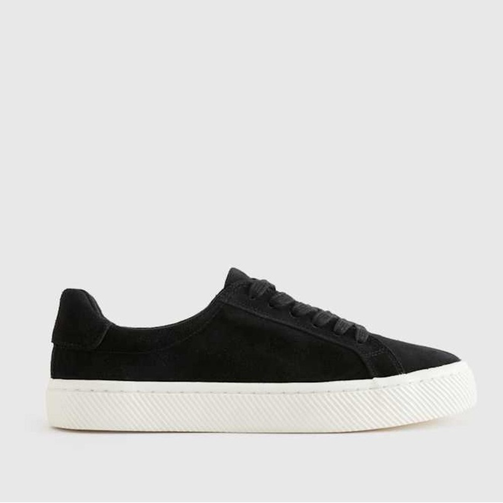 Quince Italian Suede Everyday Sneaker in Black Women’s US 7 Lace Up Casual